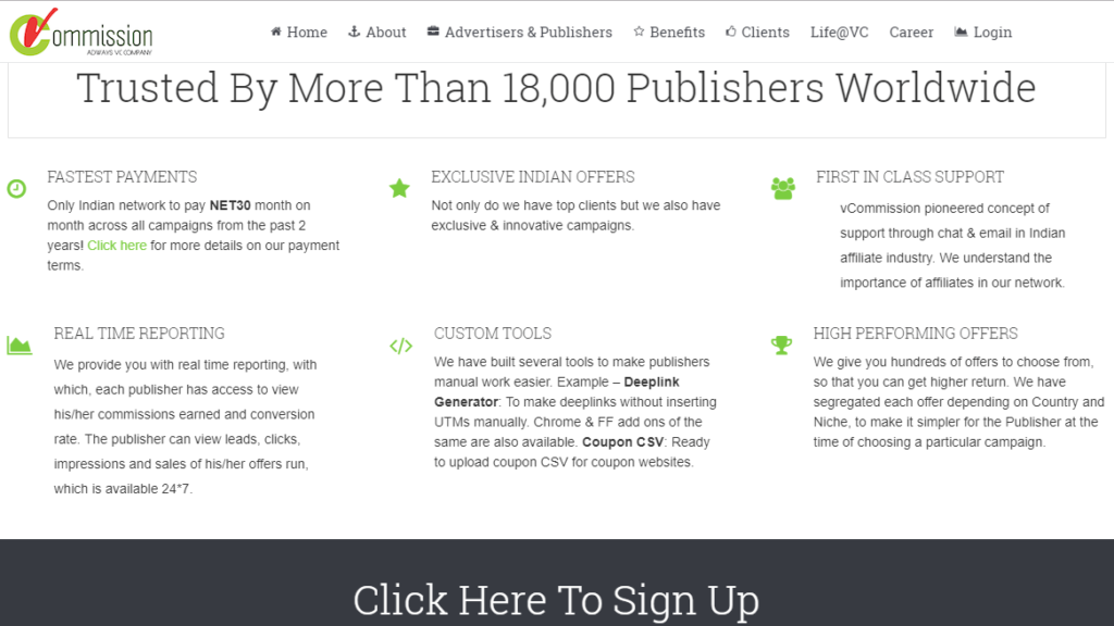 vcommision affiliate screenshot