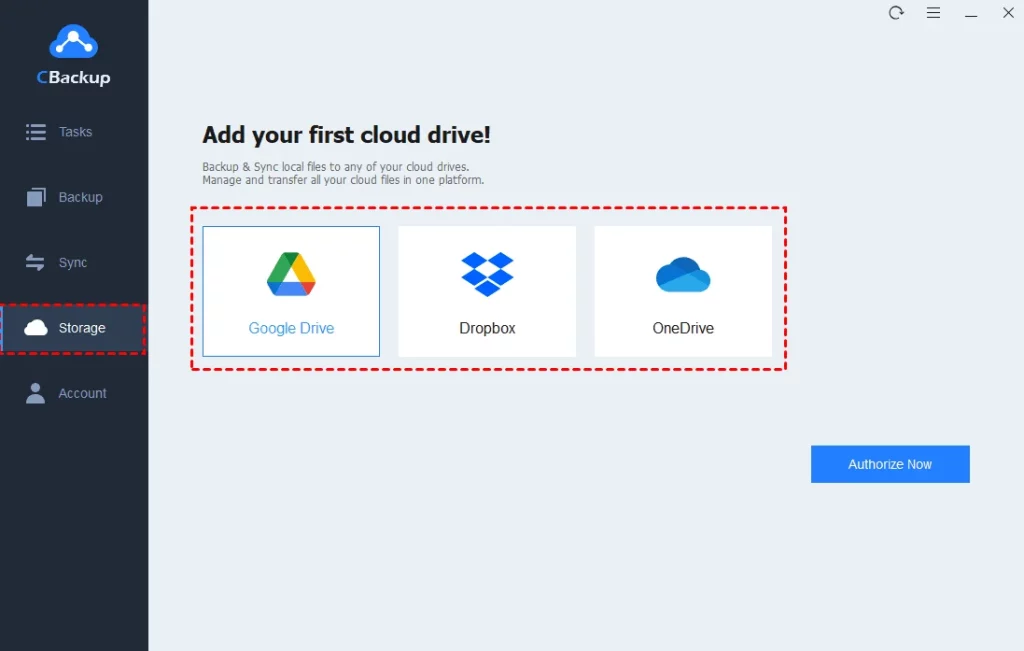 select Google Drive, OneDrive, or Dropbox, tap on Authorize Now